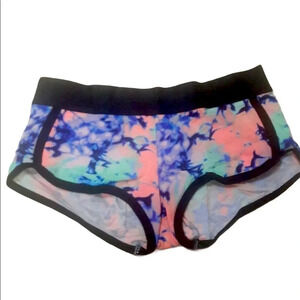 VS Pink Logo Boyshort Panties Tie Dye Marble Blue